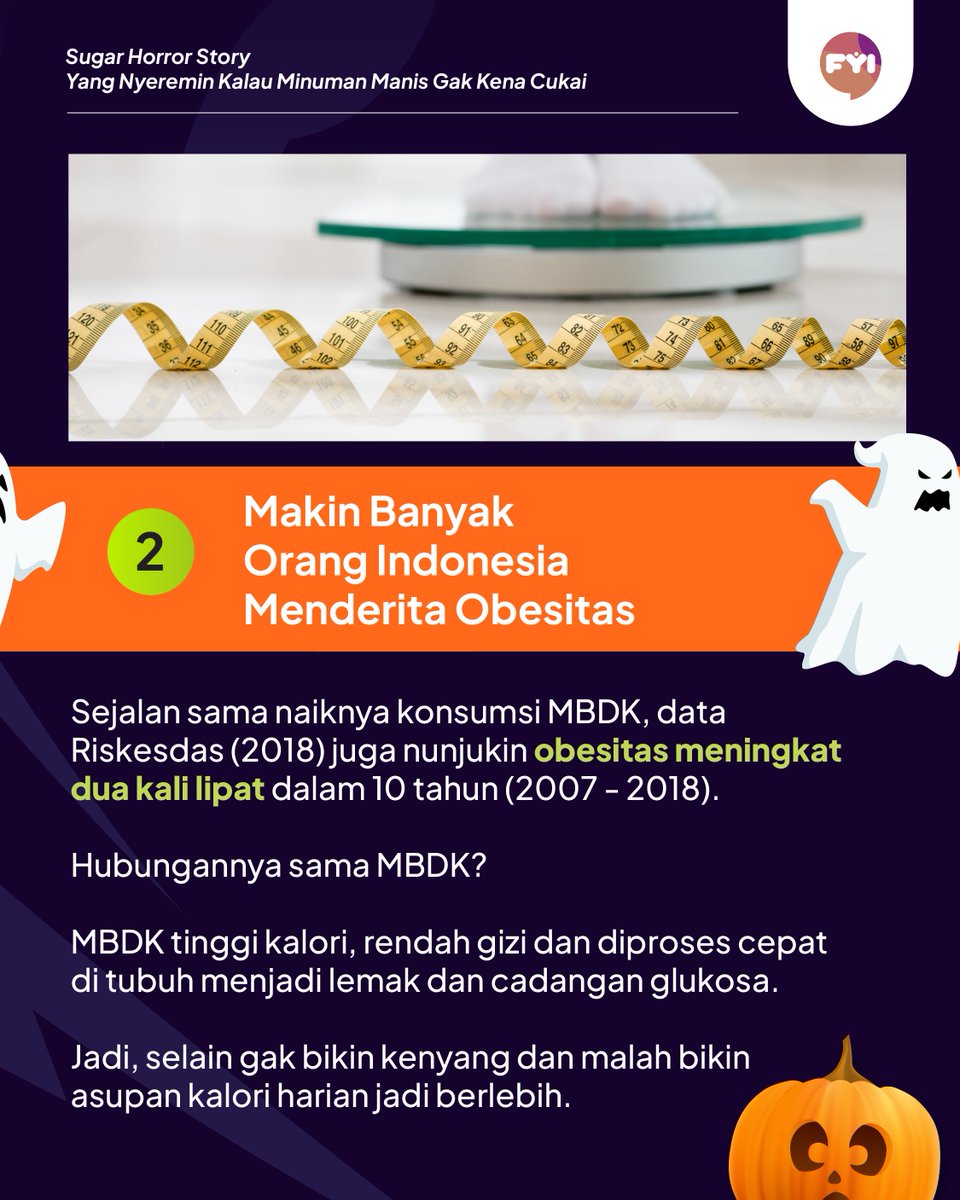 FYIndonesians's tweet photo. Horornya ini gak mistis tapi nyata di depan mata. Apa tuh?

Kalau minuman manis dalam kemasan tetap murah meriah karena belum kena cukai -> makin banyak yang candu minuman manis -> banyak yang kena diabetes.