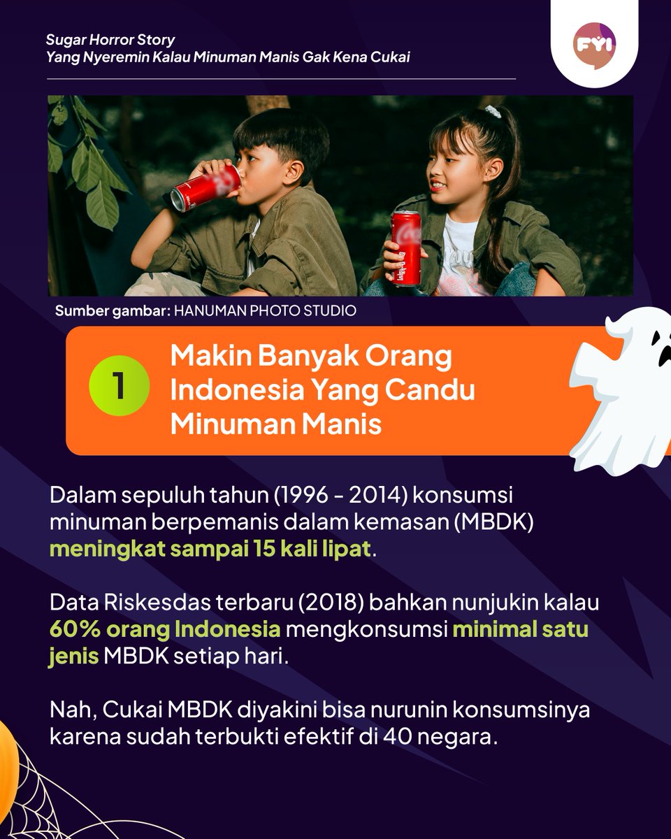 FYIndonesians's tweet photo. Horornya ini gak mistis tapi nyata di depan mata. Apa tuh?

Kalau minuman manis dalam kemasan tetap murah meriah karena belum kena cukai -> makin banyak yang candu minuman manis -> banyak yang kena diabetes.