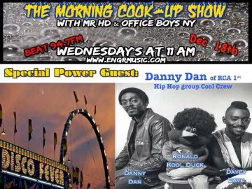 smizthemoneykid's tweet photo. This episode of @MorningCookup Show (Reloaded) w/ @smizthemoneykid & @illava aka The @officeboysny features #DannyDan of the #KoolKrew @RCARecords 1st hip hop group on @spotify @spotifypodcasts @forpodcasters @OBNYRadio https://t.co/iUBqBLdAuG https://t.co/K81zdM3VFe