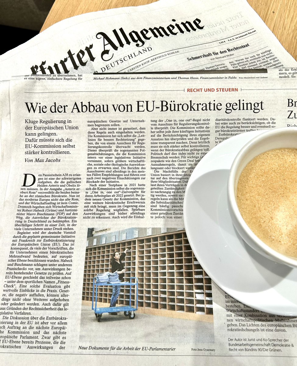 mx_jacobs's tweet image. Wie der Abbau von EU-Bürokratie gelingt, ist eine der wichtigen wirtschaftspolitischen Fragen des nächsten EU Parlaments und der Kommission!

Wie es gehen könnte habe ich heute in der FAZ aufgeschrieben..📰☕️

faz.net/aktuell/wirtsc…