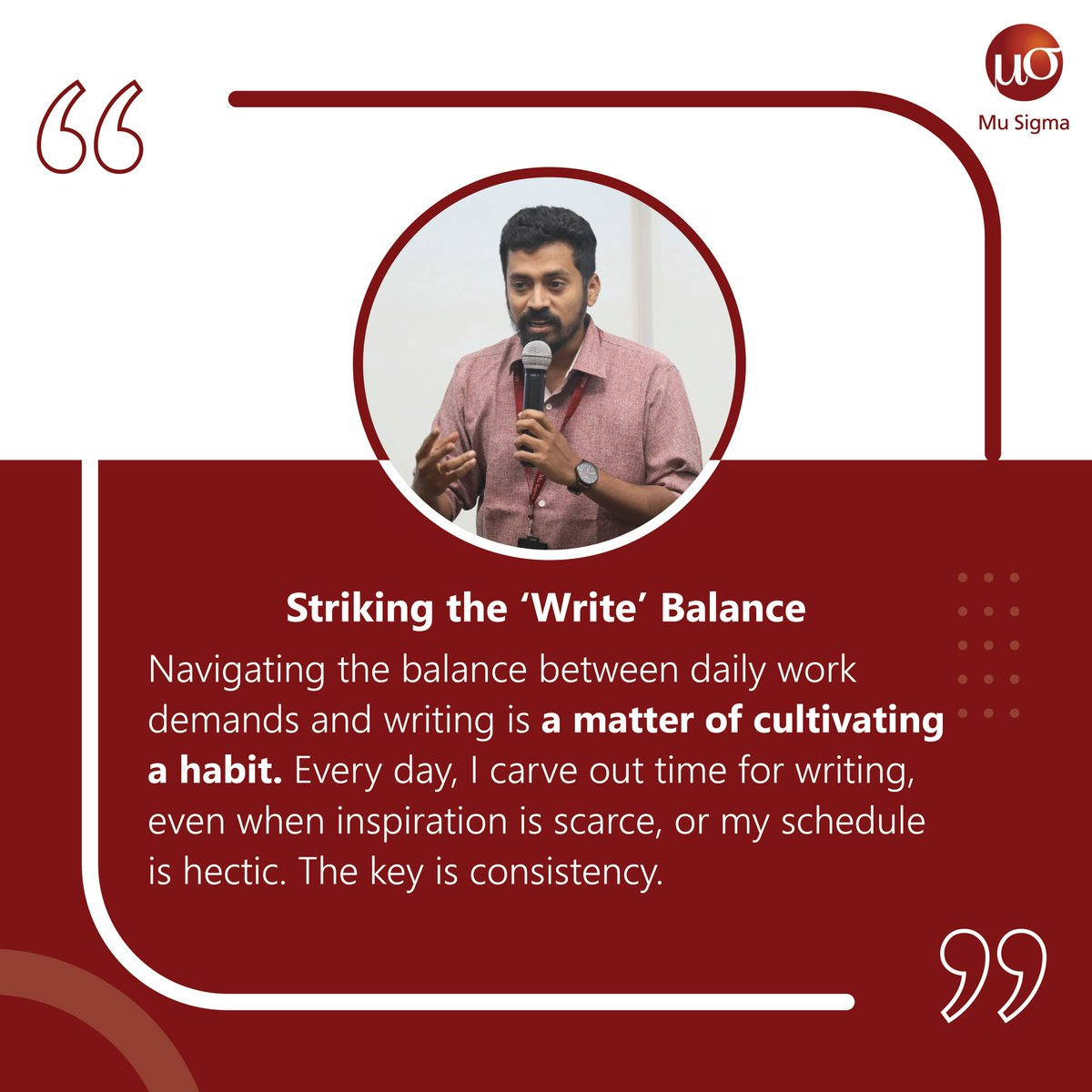 MuSigmaInc's tweet photo. Meet Prakash Raghupathi, a marketer at Mu Sigma, who sees writing as more than a skill—it's the essence of his work, shaping impactful narratives for Mu Sigma’s large audience.

Read to know what fuels his writing that helps him balance his work &amp; passion.

#PassionBeyondWork https://t.co/2g1LsLx3jS