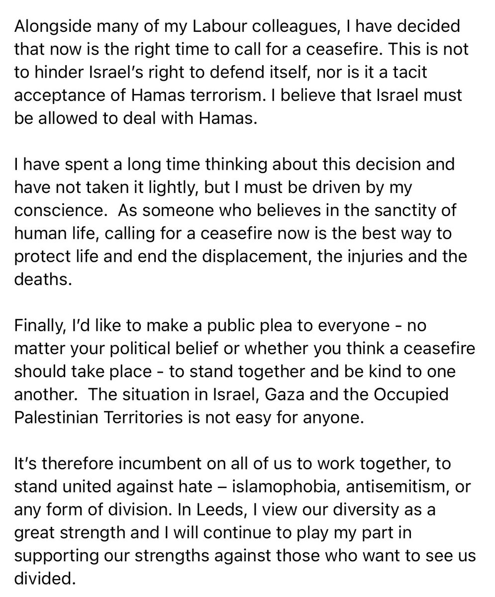 FabianLeedsNE's tweet photo. The conflict in the Middle East has affected me deeply. My statement 👇 https://t.co/fr7r0bdmad
