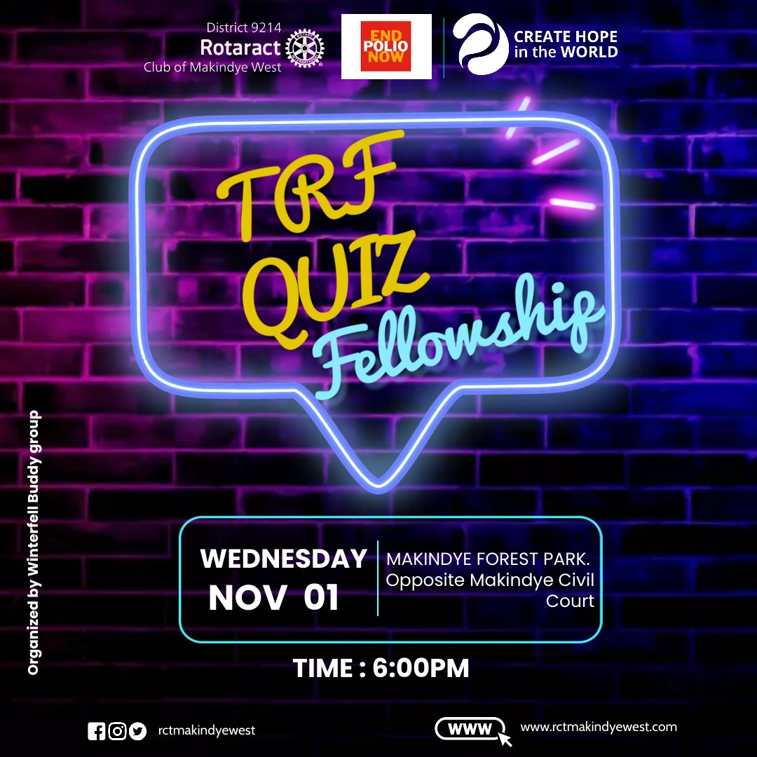 RCTmakindyeWest's tweet image. Yes we have fellowship today.  

TRF QUIZ FELLOWSHIP 

#Createhope 
#RctMakindyeWest 
#HonchosPRTeam