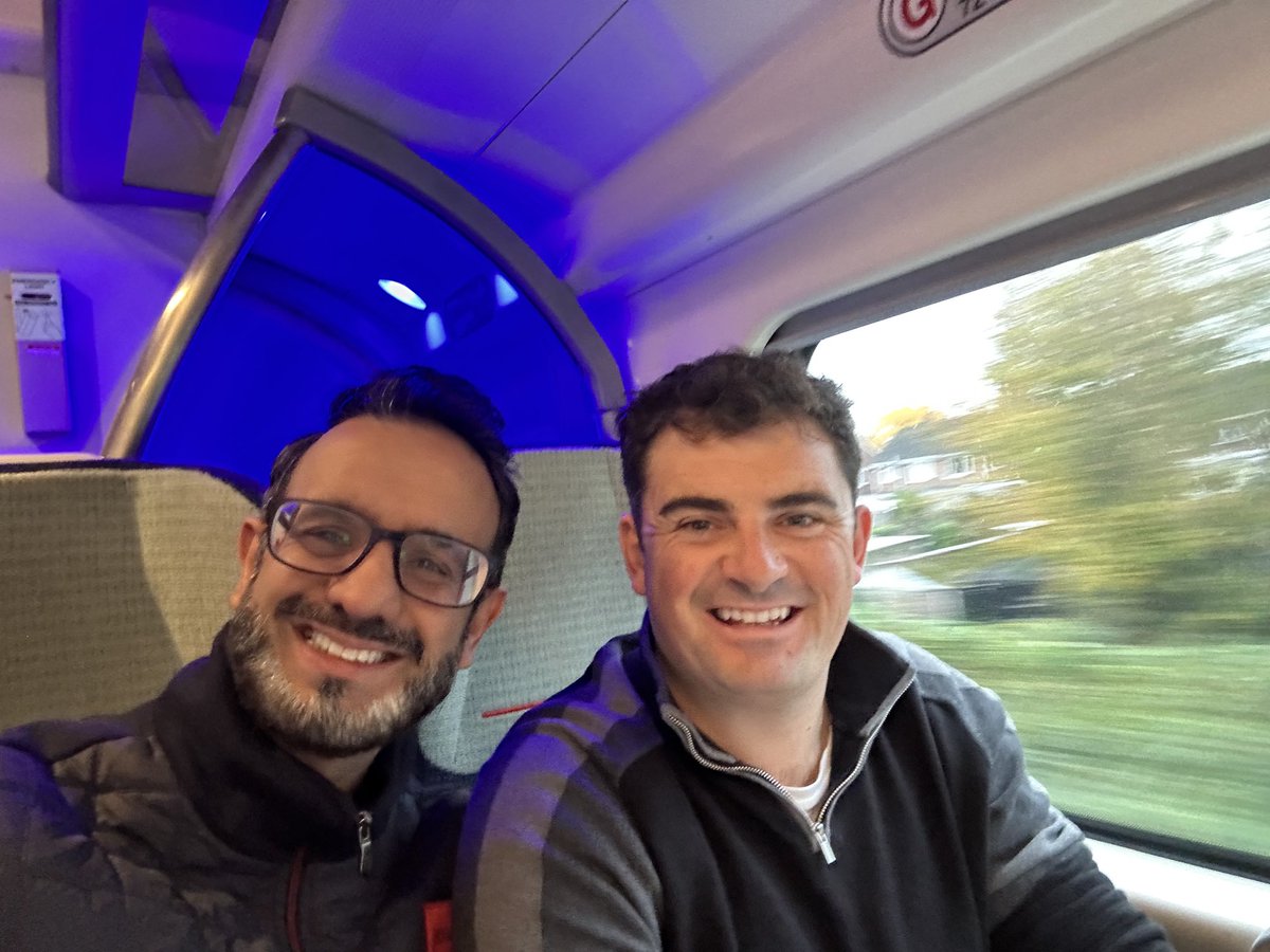 RishiNavsaria's tweet photo. Off to Birmingham this morning for ⁦@thecsp⁩ annual conference with this laggard ⁦@awgilbert11⁩. Poster presentation on our outreach work. https://t.co/CmqLw76W8k