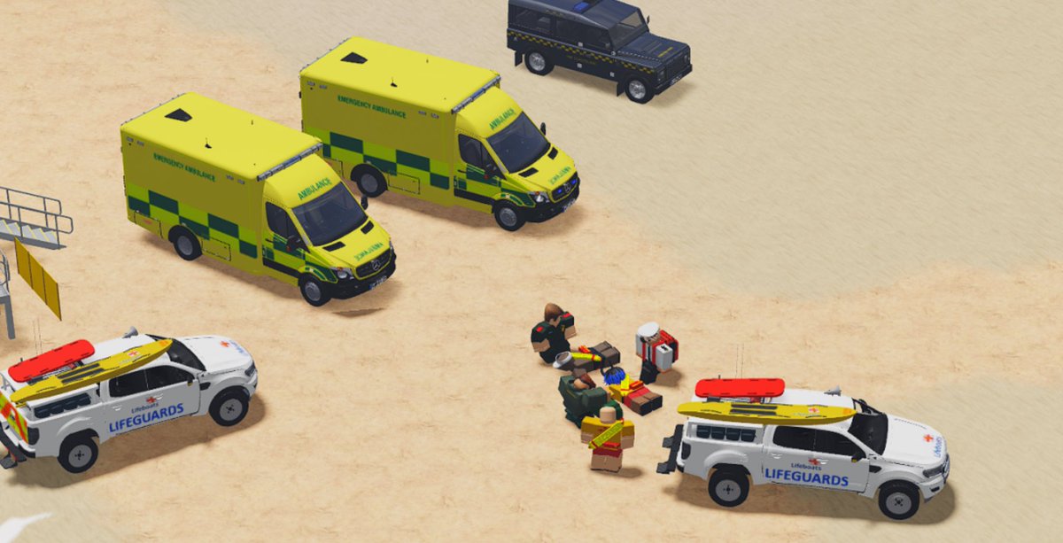 RNLIUKRP's tweet photo. ⛱️ Beach Scene!
#RNLI #Fictional #UKRP

Recently, two volunteers of our RNLI lifeguards division, were hit at over 50mph by a speeding motorcycle. Ambulance swiftly arrived on scene to treat our volunteers, and the driver of the motorcycle was arrested. https://t.co/xOXAgdFzUL