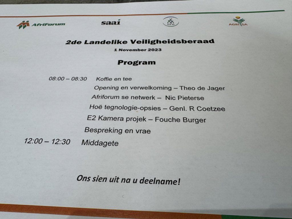 By ons tweede landelike veiligheidsberaad in Centurion (in n historiese samewerkingspoging tussen @Saai_org @sa_tlu en @AgriSA1904) word toepassings van die snypunte van digitale tegnologie vandag ondersoek