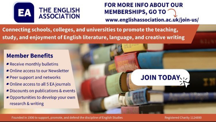 The EA is the only subject association for English that spans early years, primary, secondary, further & H.E. Enhance both yr professional life & yr personal enjoyment of English through collaboration, community, & shared knowledge. Join us today! 😊 englishassociation.ac.uk