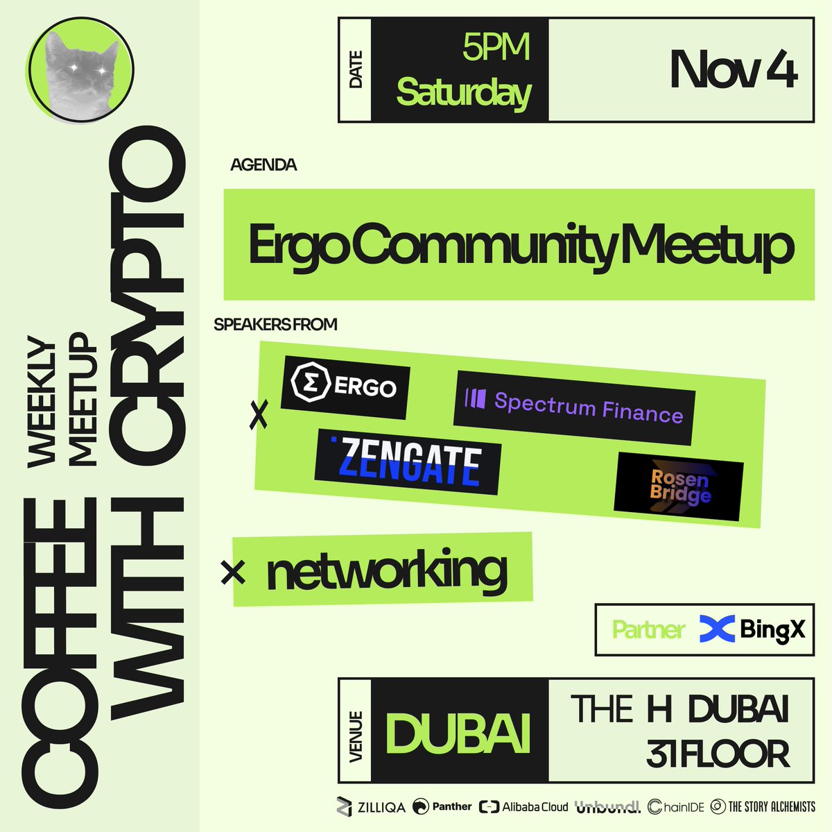 coffeecryptodxb's tweet photo. 🎙Ergo Community Meetup🎙

This week we're hosting a special event - Ergo @ergo_platform  Community Meetup!

The brightest developer minds from @ergo_platform @RosenBridge_erg @ZengateGlobal @spectrumfinance @SpectrumLabs_ will share about the latest developments 

📅 Nov 4, 5PM https://t.co/9bby2dHVLt