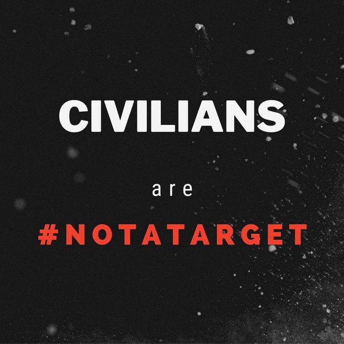 UNGeneva's tweet photo. International humanitarian law is clear: 𝙘𝙞𝙫𝙞𝙡𝙞𝙖𝙣𝙨 𝙖𝙧𝙚 𝙣𝙤𝙩 𝙖 𝙩𝙖𝙧𝙜𝙚𝙩. https://t.co/jlgNPZdapl