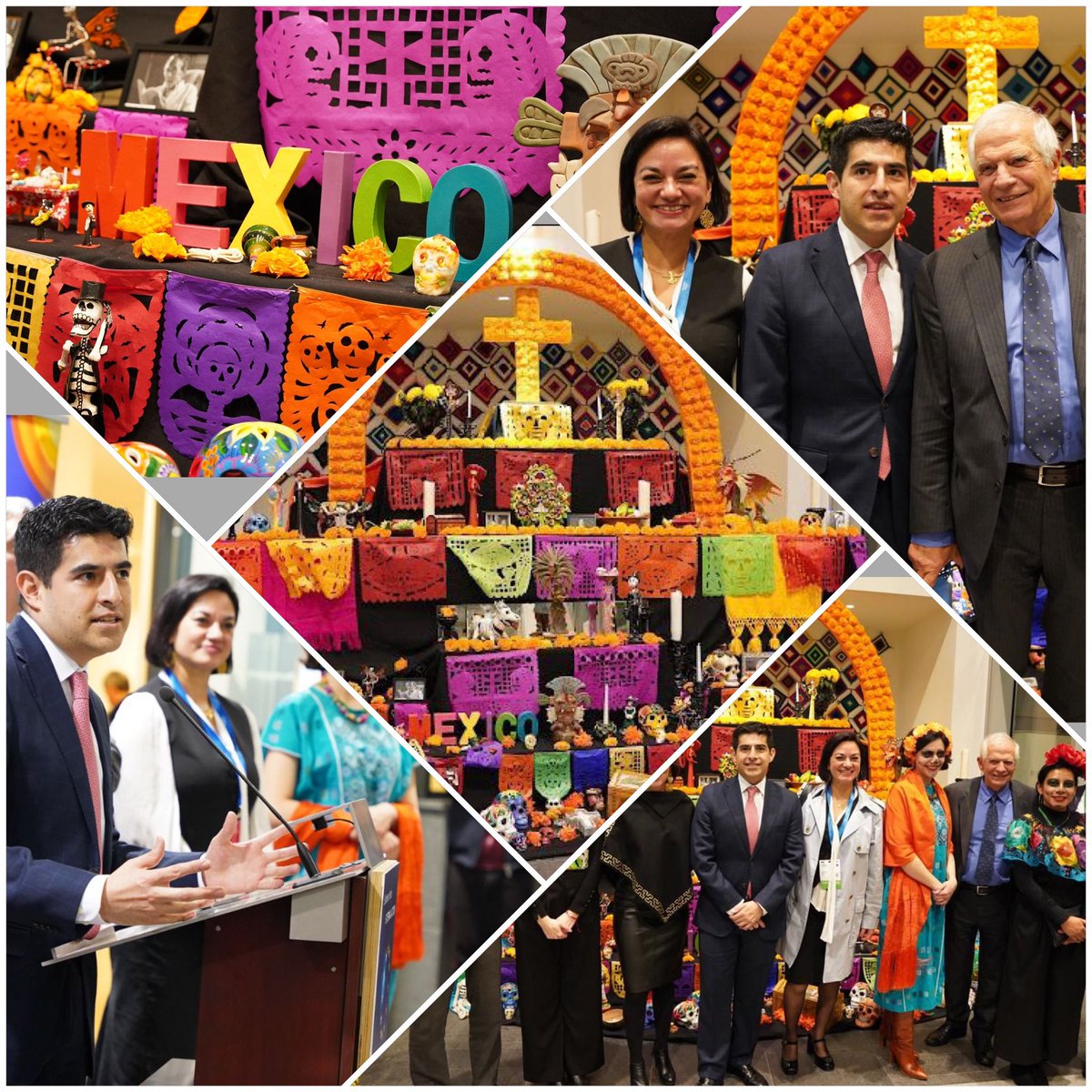 RGrangui's tweet photo. El ya tradicional Altar de Muertos de @EmbMexBelgicaUE en Bruselas en la sede de @eu_eeas ahora al más alto nivel. Gracias @mborregol @feller_jennifer por presentar esta ofrenda con la presencia de @JosepBorrellF 🎃💀 https://t.co/x5HYbwbfbe