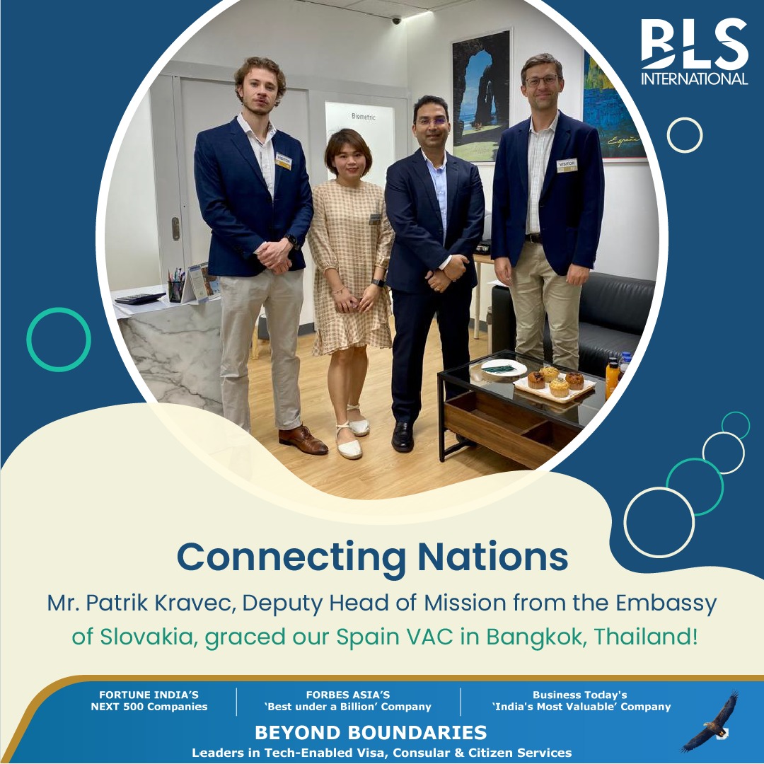 BLSintServices's tweet photo. Thrilled to host Mr. Patrik Kravec, Deputy Head of Mission at the Embassy of Slovakia in Thailand, as we prepare to launch the new Slovakia Visa Application Center in collaboration with Spain VAC! 
#BLSInternational #SlovakiaVisa #GlobalVisaServices #BLSworldwide #TravelwithBLS https://t.co/XSQ1PYOjb1