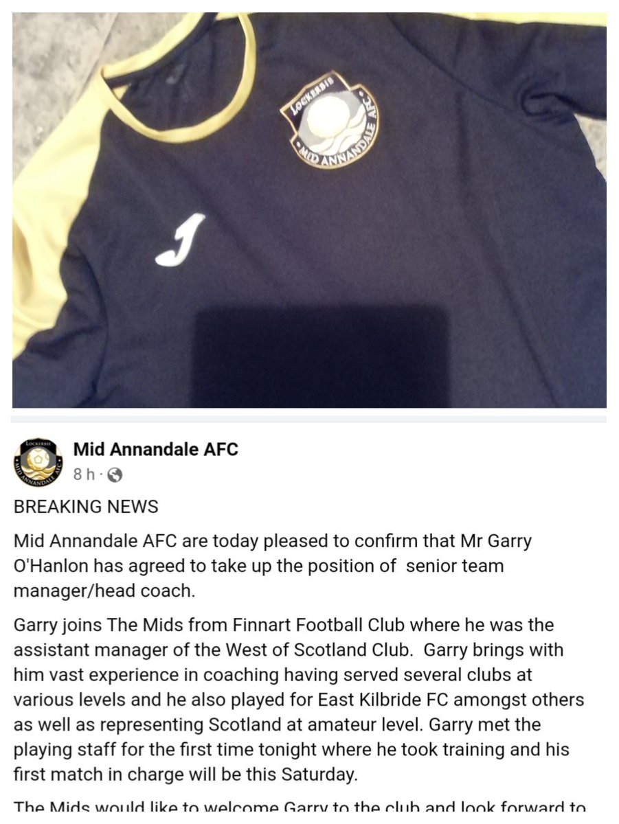 Wee change of direction moving from WoSL to South of Scotland League to become Garry's goalie coach. Door to door transportation 👍 Excellent facilities 👍 new challenges &amp; grounds to see 👍 Chance to work in a league I'd not have the opportunity to if manager wasn't EK based.