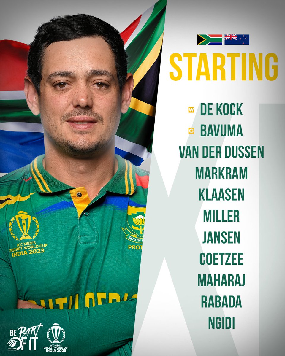 🪙 𝑻𝑶𝑺𝑺 

🇳🇿New Zealand have won the toss & have opted to field 🏏

#NZvSA #CWC23 #BePartOfIt