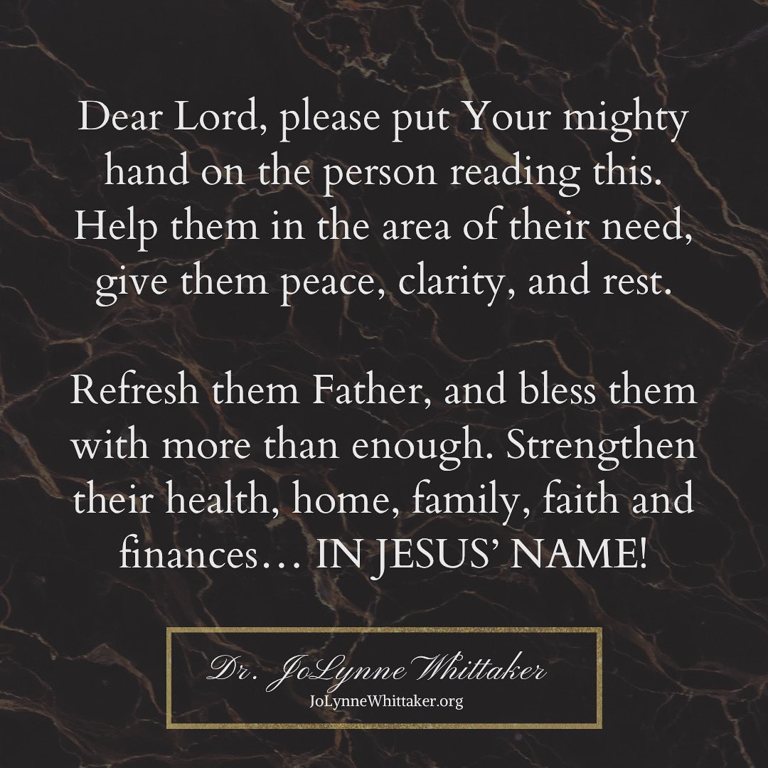 Dear Lord…

I come into Your presence to lift high the name of Jesus.  In a world where many reject and blaspheme You, I declare You are my holy God  and beside You, there is no other!

Dear Lord…

Please put Your mighty hand on the person reading this now.  Help them in the