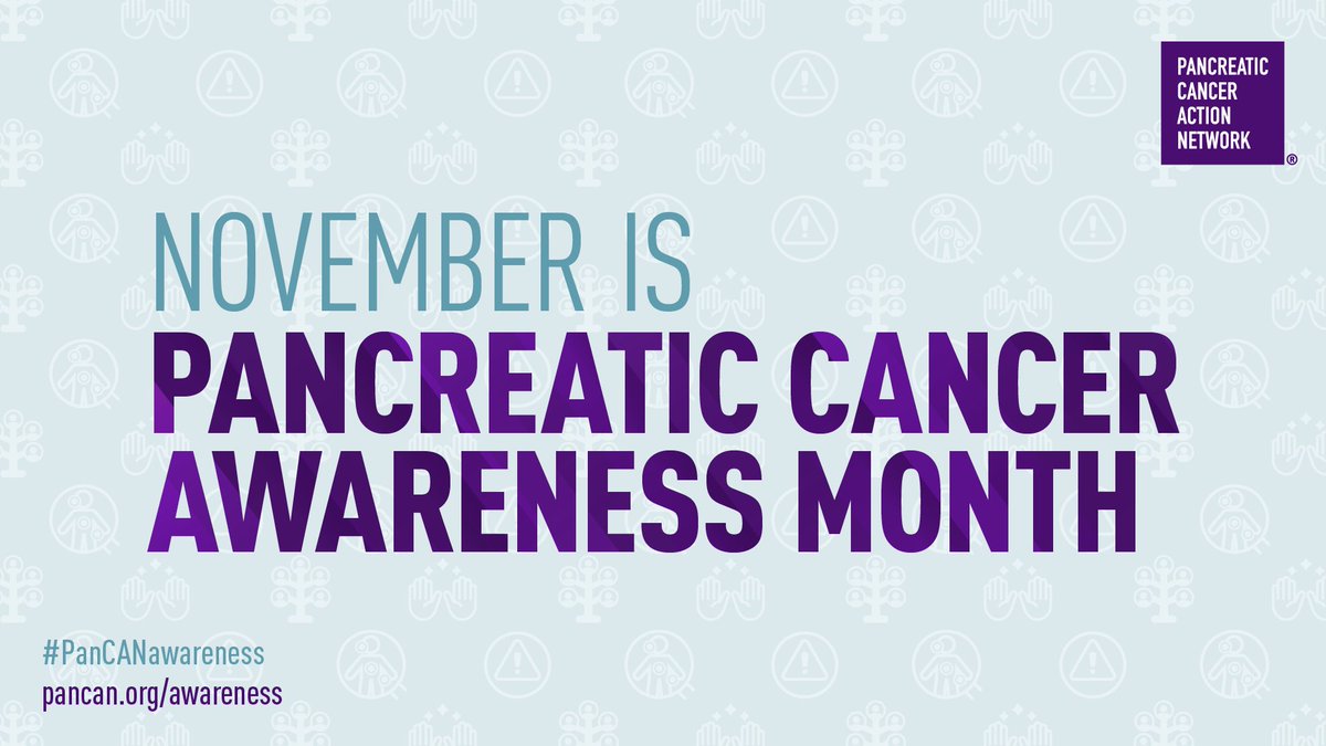 November is Pancreatic Cancer Awareness Month! 🎗💜 

Change the course of this disease by raising awareness about early detection this month! Learn more: pancan.org/awareness #PanCANawareness