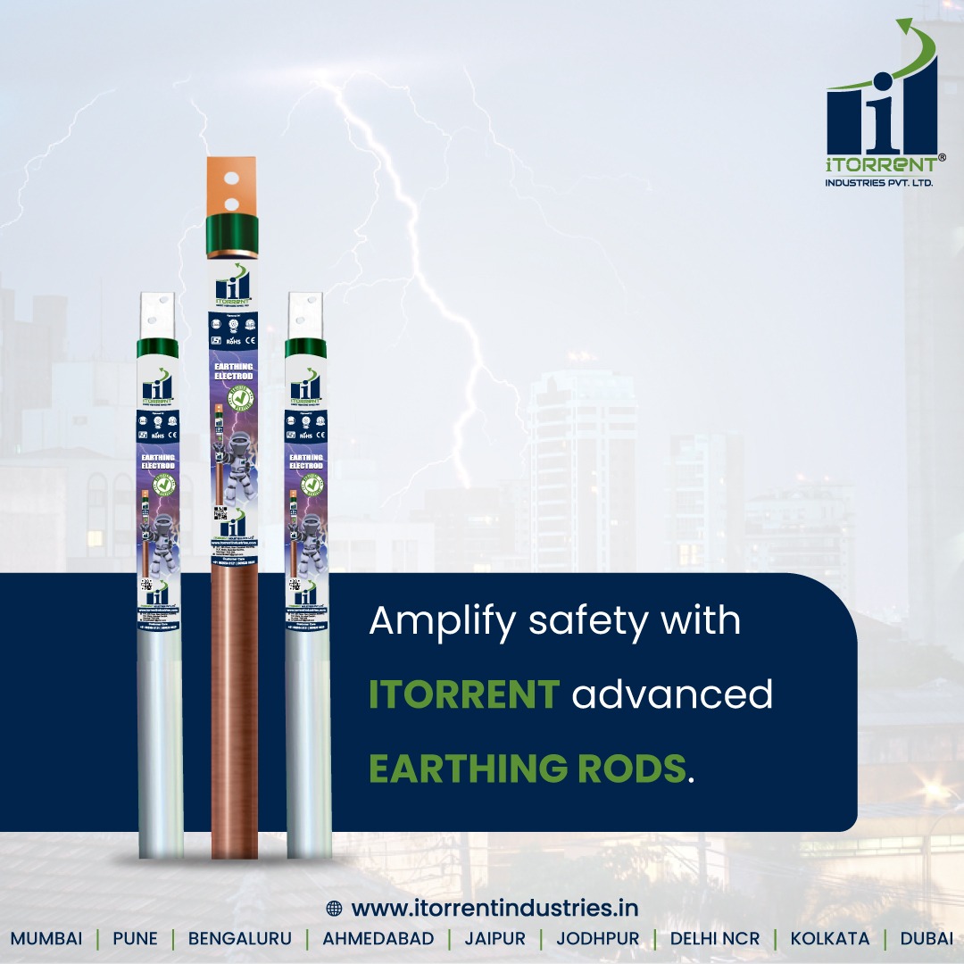Amplify safety with itorrent advanced Earthing Rods. These CE certified rods provide enhanced protection against electrical faults and ensure a secure grounding system. 

#itorrentindia #safetyfirst #electricalprotection #grounding #iTorrentSafety #LightningProtection #Earthing