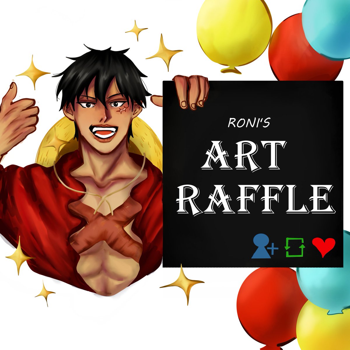 roniiiqdr's tweet photo. 🎈 ART RAFFLE 🎈 
⚜️follow, rt , ♡ (optional:reply w/ character)
⚜️ 3 WINNERS!! (Portrait art)
⚜️ Ends: Nov 30
Good luck!! 
#artraffle  #artmoots https://t.co/w4W0XPJkC5