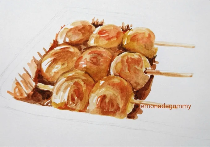 #食欲の秋だから食べ物作品見て 2018年〜2019年に描いた食べ物たち  #色鉛筆 #透明水彩