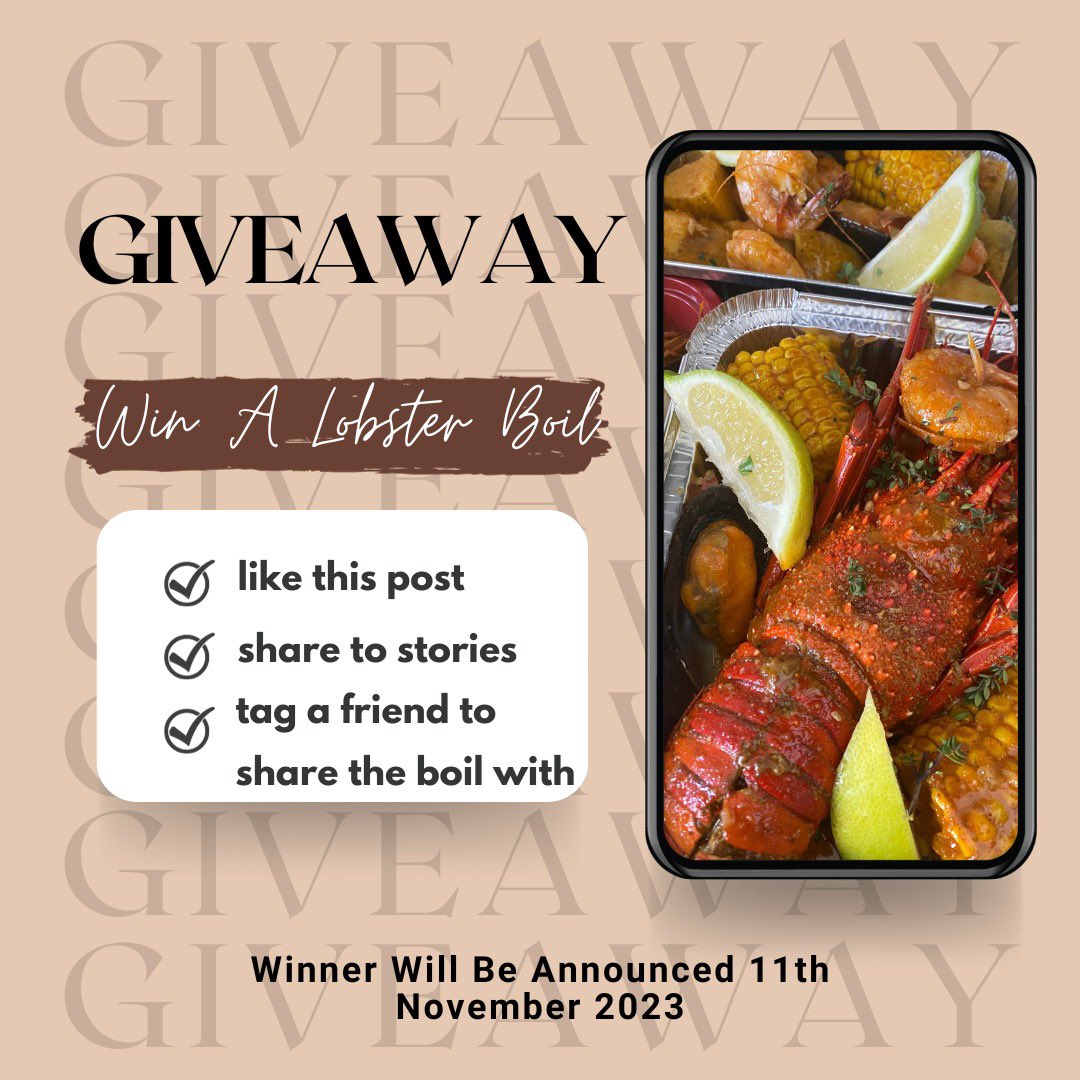Lobster Boil Giveaway! head over to our instagram or Facebook page to enter. All the best!