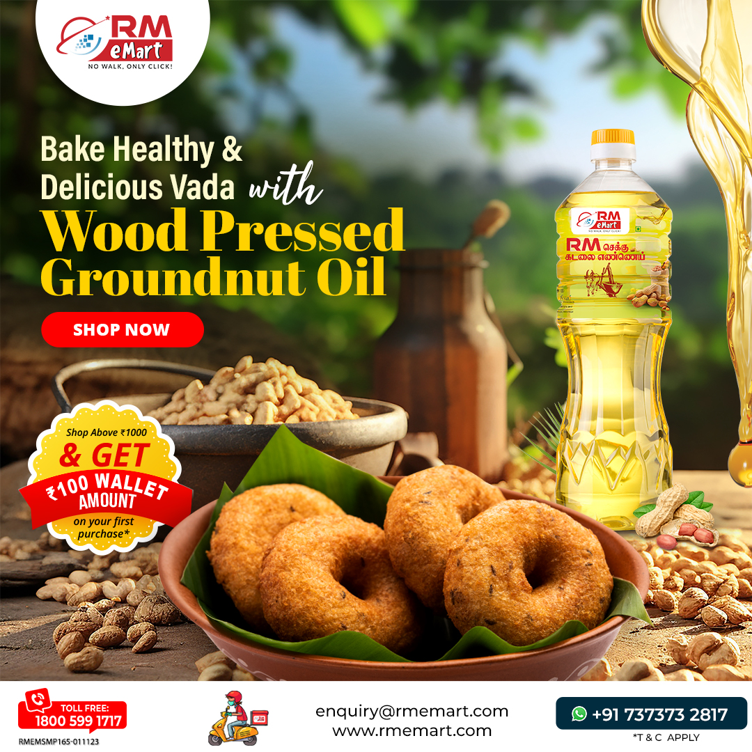 rmmartofficial's tweet image. Enjoy guilt-free crispy Vada's!

Use our wood pressed groundnut oil for healthier baking. 😋

Shop now: zurl.co/4tN2 

#RMeMart #HealthyVadas #BakeBetter #Chekkuoil #ColdPressedOil
