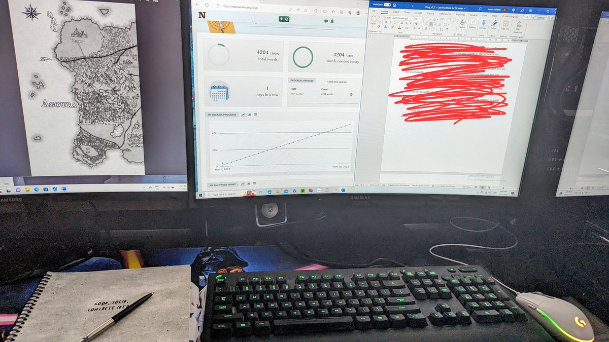 It's time!!!! 😍😍😍

Time for motivation
Time for discipline
Time for sprints
And time for a huge portion of my next two releases to be done! 

#nanowrimo2023 #day1