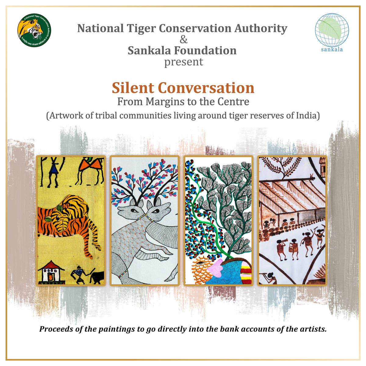 ntca_india's tweet photo. An unique #Art exhibition to visit &amp; support #Tiger Conservation  if you are in Delhi this weekend. Silent Conversation From Margins To The Centre - #Paintings from the Lap of Mother #Nature. Venue: The Atrium, India Habitat Centre. Nov 3- 5.30pm to 8pm / Nov 4&amp;5 - 9am to 8pm https://t.co/OmiiVkShTW