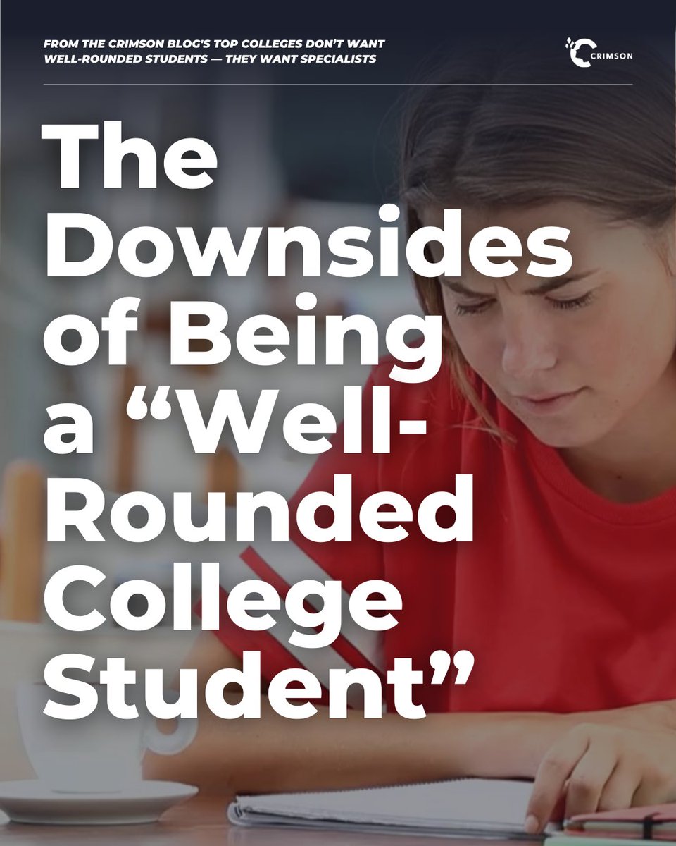 CrimsonEdu's tweet photo. Now, top university admissions officers are looking for “well-lopsided” students — also known as angular, spiky, pointy, and T-shaped. Read on to find out what that means and how to achieve it through the link below. 🔗
#collegeapptips #crimsoneducation https://t.co/PHgEMThSJQ https://t.co/wnZhEJHpRb
