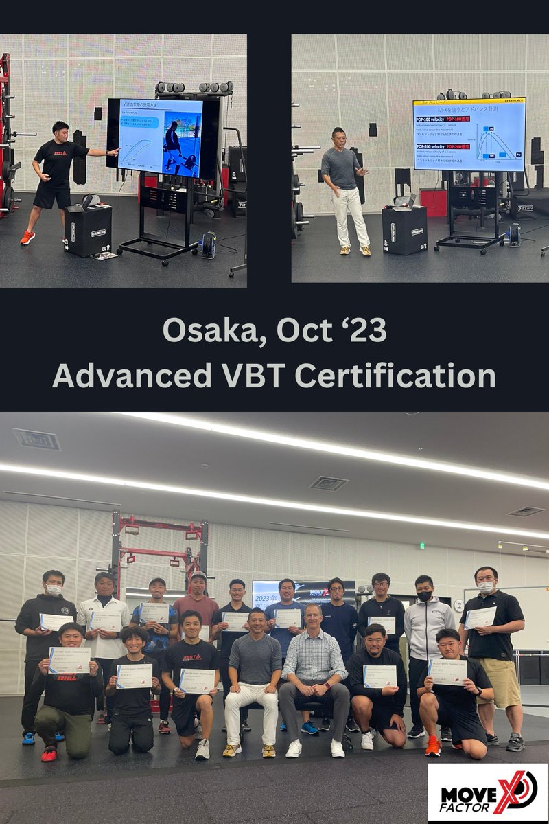movefactorx's tweet photo. Congratulations to the Osaka, Japan study group team receiving their Advanced VBT Certification! The education and hands-on was led by Dr. Kimitake Sato @jpnsatok, with complimentary presentations by @FunatoJunya and @Scott_Damman.
#movementperformance https://t.co/BnlzUS7y8b