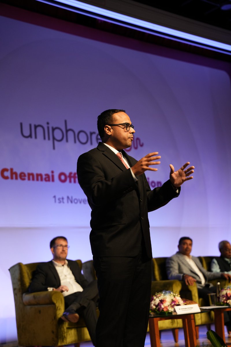 16 years ago at <a href="/iitmadras/">IIT Madras</a>, an idea was born and today <a href="/uniphore/">Uniphore</a>  is one of the largest B2B AI-native companies. Today we unveiled our India AI Innovation Hub in Chennai. Thanks Dr. Palanivel Thiaga Rajan (<a href="/ptrmadurai/">Dr P Thiaga Rajan (PTR)</a>), Christopher W. Hodges, US Consul General (<a href="/USAndChennai/">U.S. Consulate General Chennai</a>)