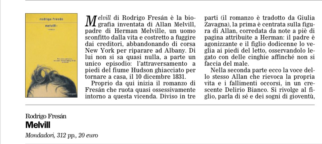 Un padre, un figlio e un capolavoro della letteratura sullo sfondo. Oggi su @ilfoglio_it scrivo di #Melvill @Mondadori #LaFogliata