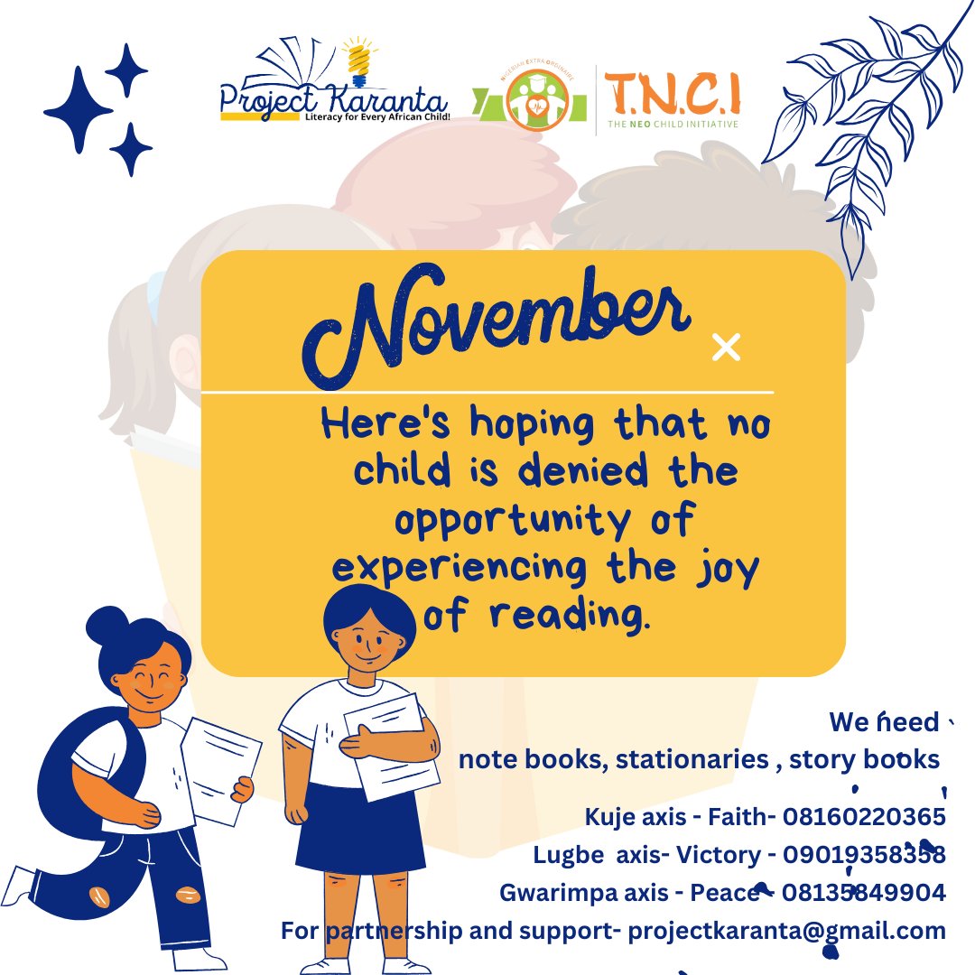 projectkaranta's tweet photo. It is few months  to our project  and we hope to support 10 schools in  rural Abuja with hanging libraries and book clubs to support thier literary skills. 

We look forward to your kind  donations.

#EducationMatters #EducationForAll #literacy #literaryskills https://t.co/dSP8Sw2F96