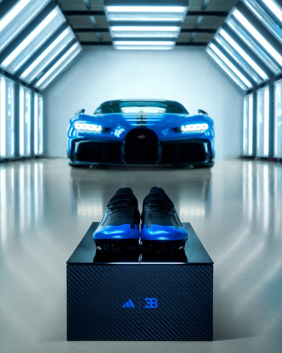 Bugatti's tweet image. Introducing the new definition of speed. 💙🖤

The adidas x BUGATTI X Crazyfast boot is a unique collaboration that showcases the essence of innovation, speed, and style in footwear.

With only a limited number available, this carbon-fiber beauty, accentuated by striking design…