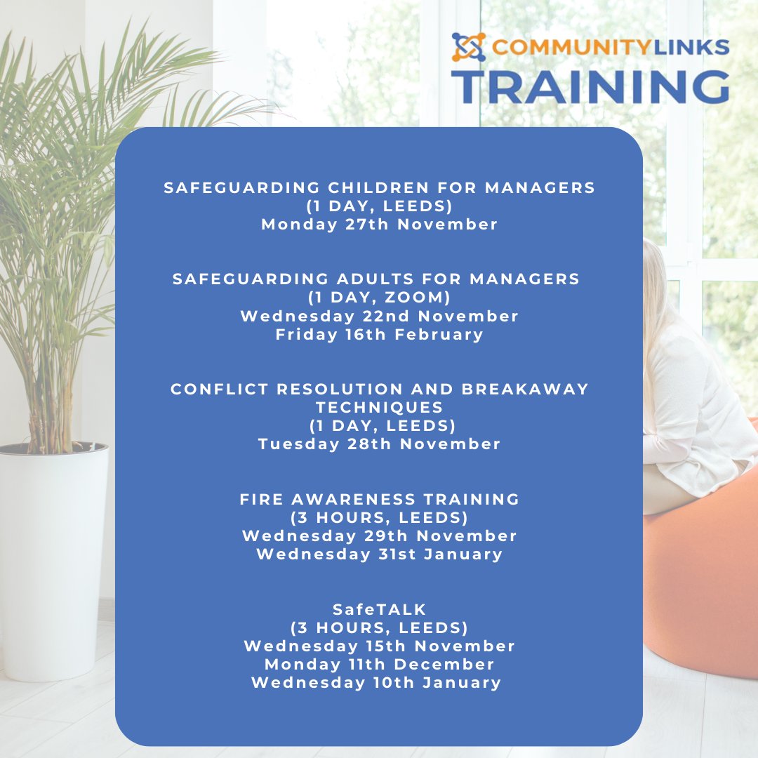 Are you interested in learning new skills that help with mental health? Our training courses in Leeds &amp; via Zoom are now open. Book your spot today &amp; become an expert in understanding and supporting mental health!" Book here ow.ly/3kV650Q2Vit #mentalhealth #training #Leeds