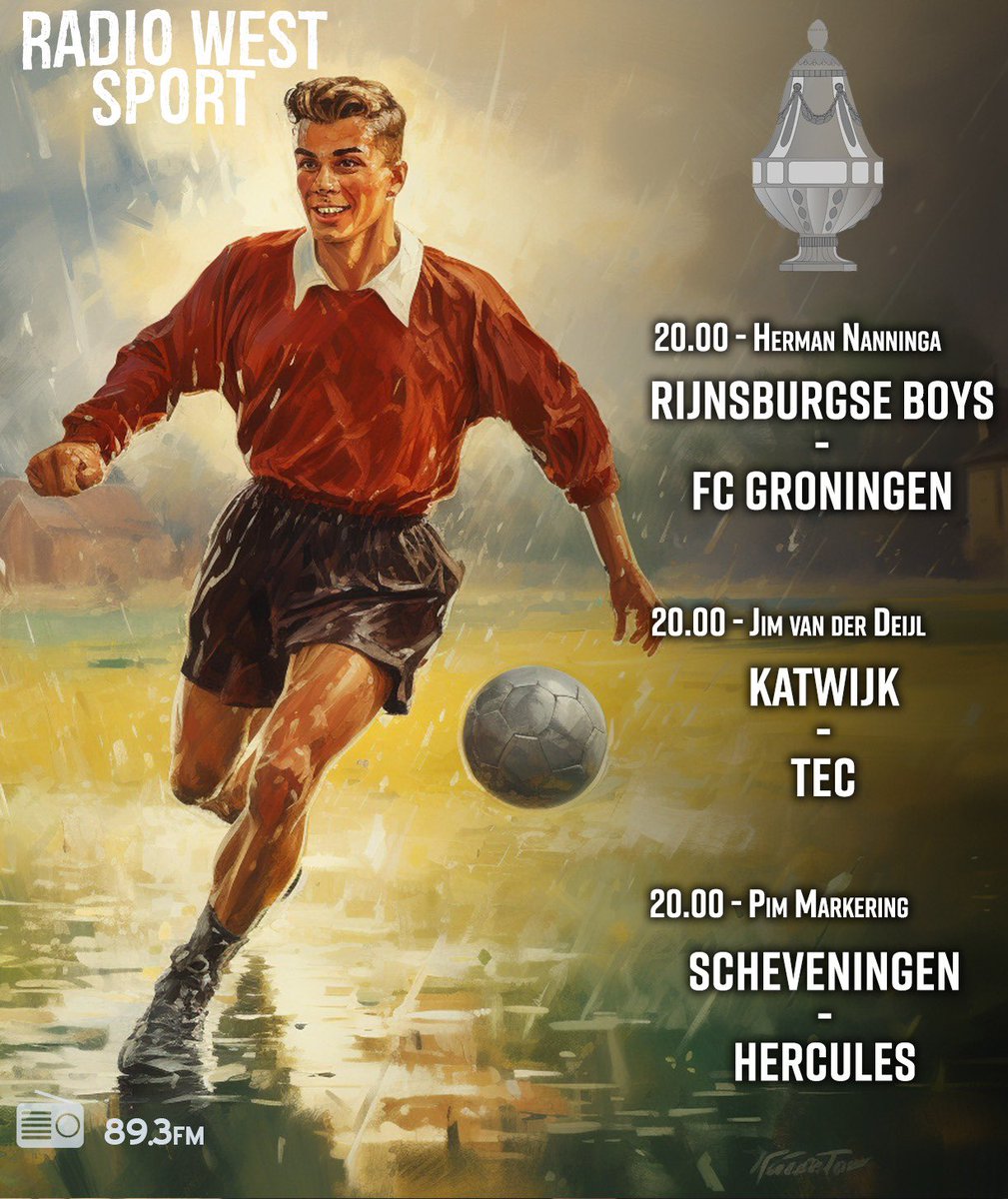 OmroepWestSport's tweet photo. ๐ Gaat Rijnsburgse net als buurman Quick Boys een stunt uithalen? Wat doen Scheveningen en Katwijk tegen andere amateurclubs?
Ook vanavond weer een heerlijke KNVB-bekeravond op Radio West (89.3fm).
We zijn er vanaf 19.00 uur!
#rijgro #kattec #schher #knvbbeker https://t.co/q8S7uJynk4