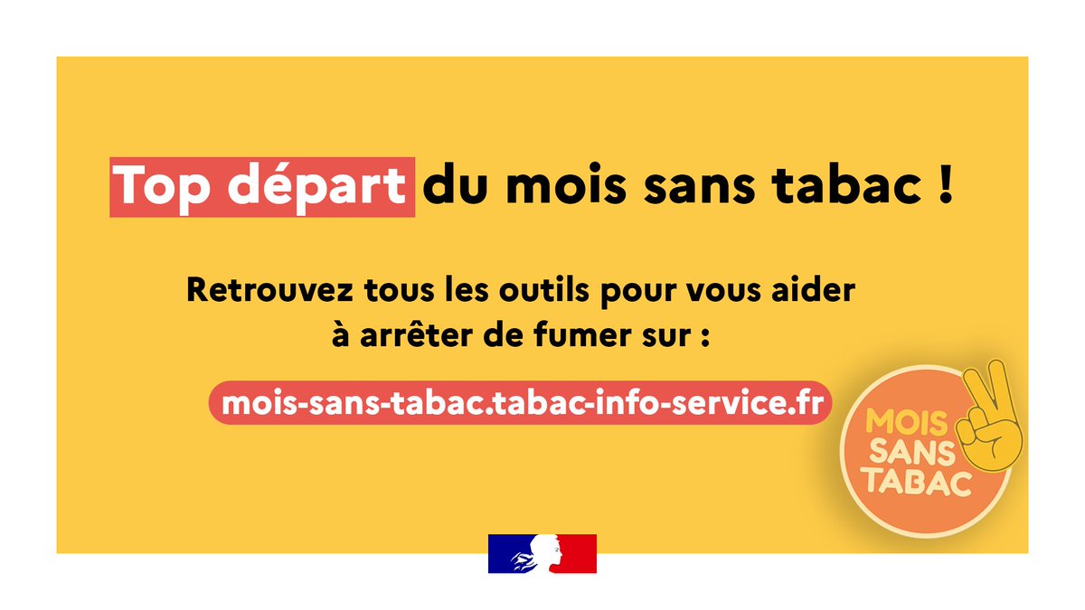 #MoisSansTabac | 📣 Top départ de la 8ème édition du mois sans tabac ! 🚭 📲 Inscrivez-vous et bénéficiez de nombreux outils et conseils pour vous aider au quotidien : mois-sans-tabac.tabac-info-service.fr