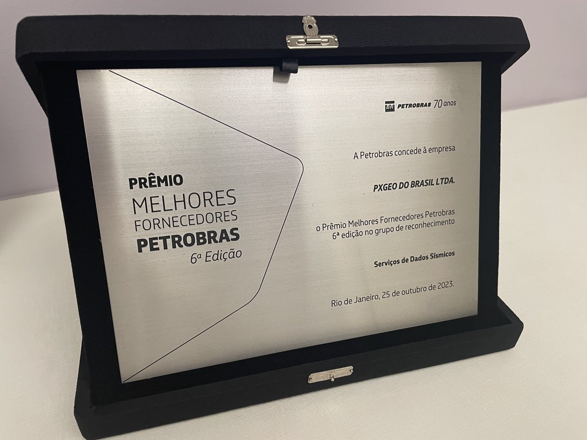 thepxgeo's tweet photo. We're proud to announce we've been awarded the "Best Supplier In Seismic Award" from Petrobras. The Award was presented during a ceremony at the OTC event on Oct. 25. PXGEO receives this award for its continued commitment to delivering excellence and offering innovative solutions https://t.co/0SGefbIyRQ
