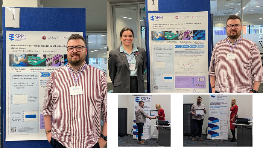 My PhD student <a href="/NathanJWu/">Nathan Wu</a> won 1st prize in <a href="/SRP_engineering/">SRPe</a> Industry Doctorate Poster Competition! Nathan’s working on bionanotech &amp; cancer diagnostics. Congratulations to Nathan for the prize. Thanks to SRPe &amp; Bristol Myers Squibb <a href="/bmsnews/">Bristol Myers Squibb</a> for funding his <a href="/SchoolOfEng_UoE/">School of Engineering</a> PhD.