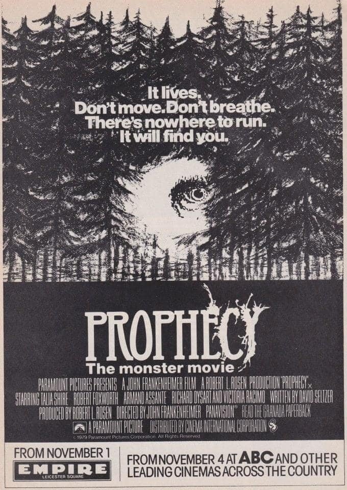 Forty-four years ago today, it would find them at the Empire Leicester Square… #prophecy #film #films #1970s #horror #HorrorMovies #HorrorMovie #JohnFrankenheimer #TaliaShire #RobertFoxworth #ArmandAssante