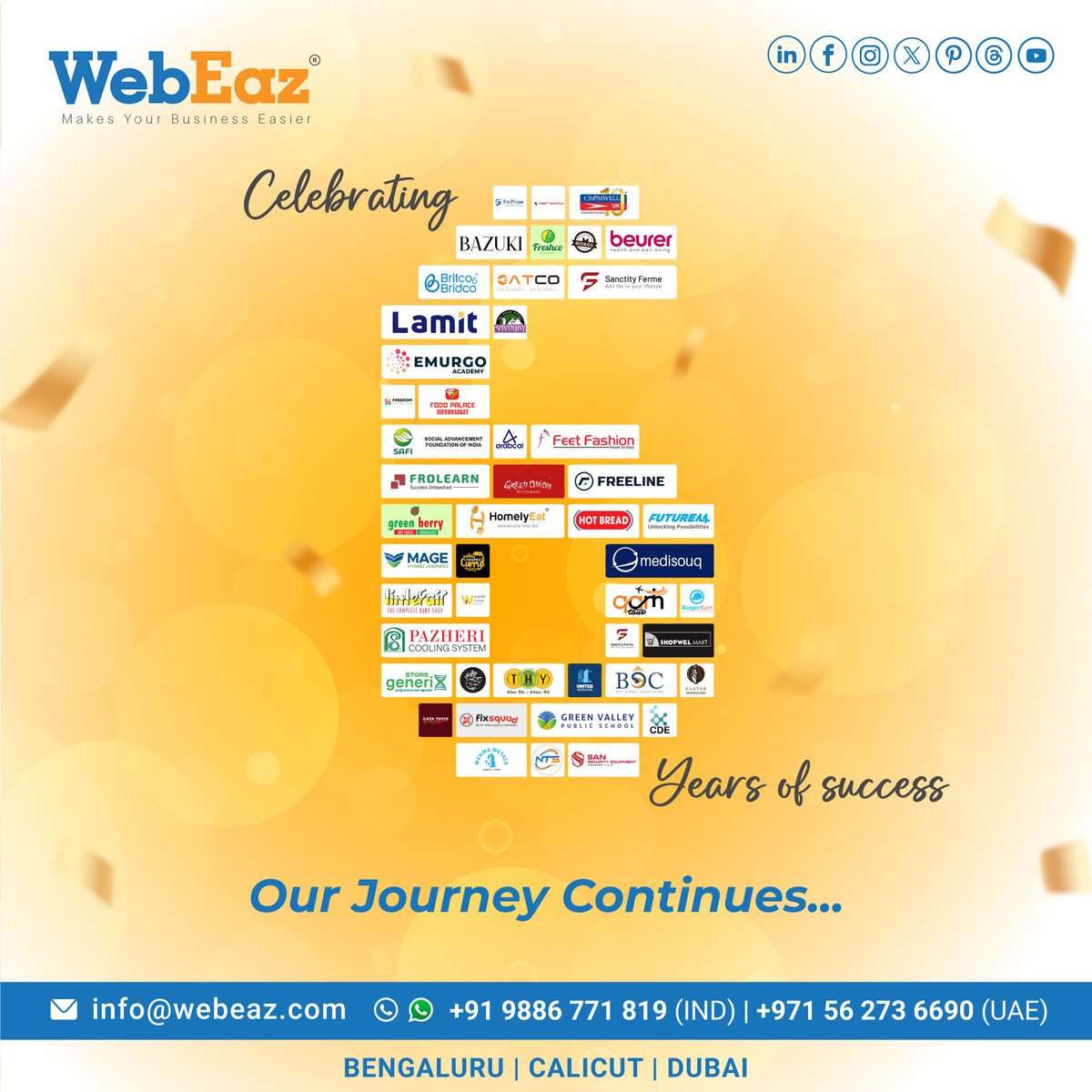 webeaz1's tweet photo. Six years of growth, innovation, and teamwork🥳

#webeaz #webeaztechnologies #webeazcalicut #bangalore #Dubai #anniversary #companyanniversary #6yearsold #sixyears #success https://t.co/dF82woxP8u