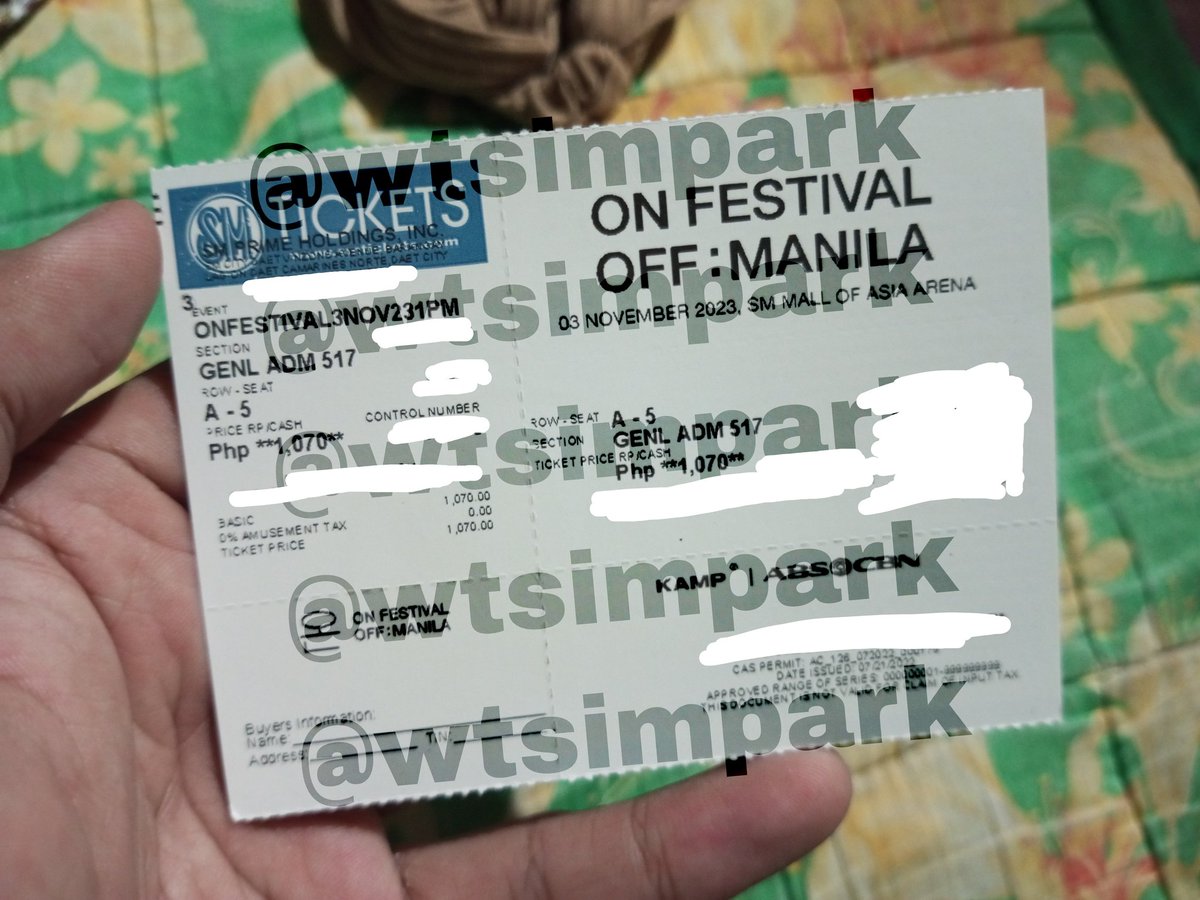 wtsimpark's tweet photo. wts lfb ph 

on festival off manila concert ticket (nov 3)
1 gen ad tix (section 517)
row A seat 5
P 1,300 payo | meet-up for your assurance

rfs: conflict on my schedule. can do meet up on d-day. dm me for other concerns and I'm willing to address. https://t.co/Tm1ANHSLn8