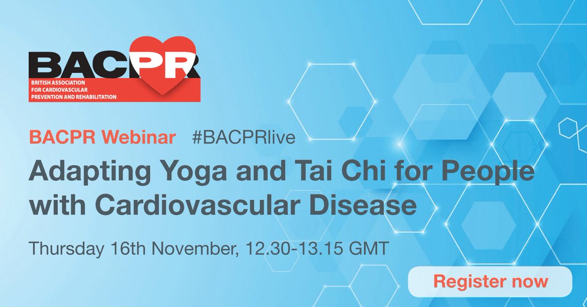 Join us for our next 'bite size' lunchtime webinar to hear from two experts on adapting Yoga and Tai Chi for people with #CVD To register click link below 👇 eu.eventscloud.com/website/12905/