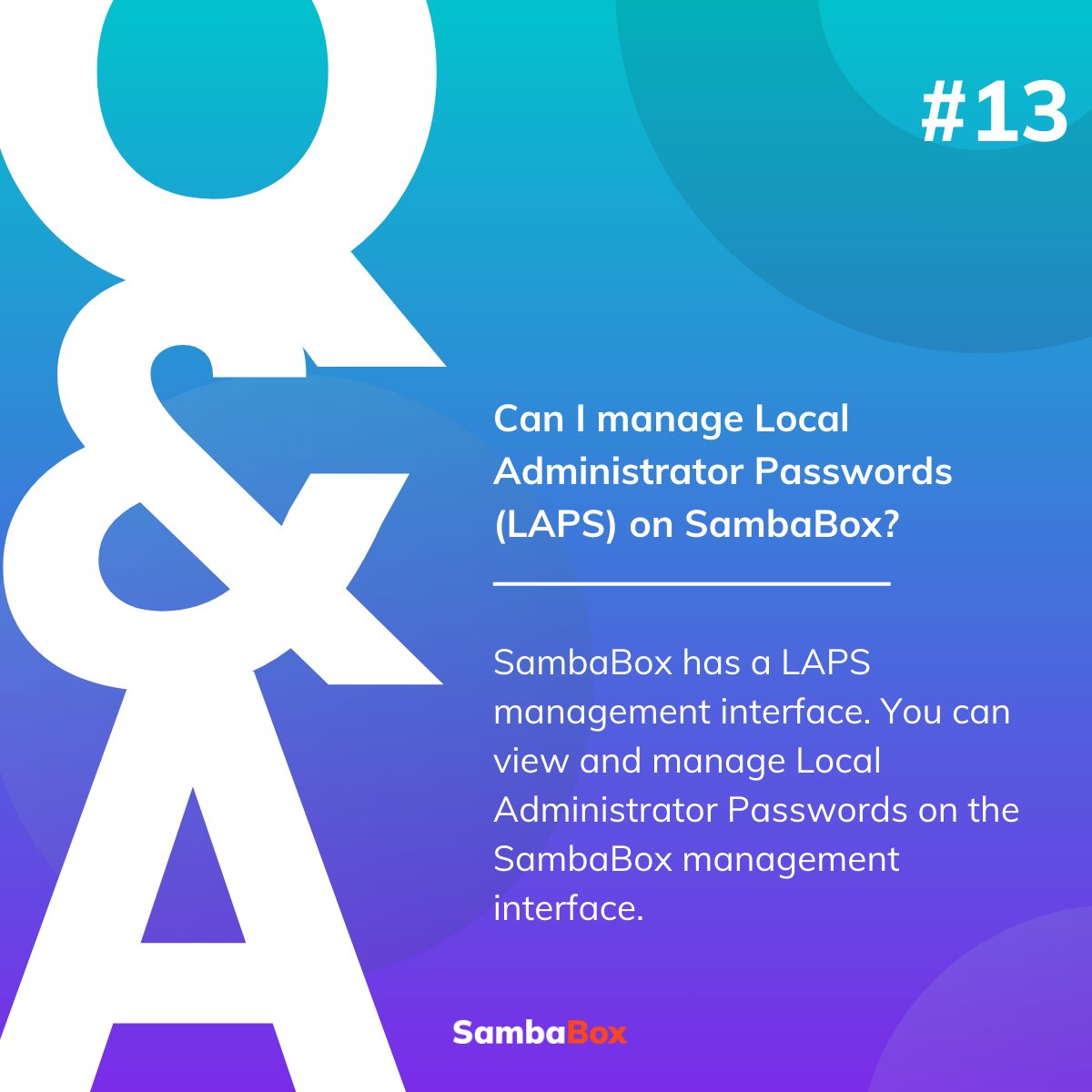 SambaBoxED's tweet photo. #QandA Series: You can view and manage Local Administrator Passwords on the SambaBox management interface.

Curious to know more? 👉https://t.co/4W6w1cXv7K

#innovation #technology #directorymanagement #opensource #opensourcesoftware  #enterprisesoftware #SambaBox https://t.co/u1s78F0qTf