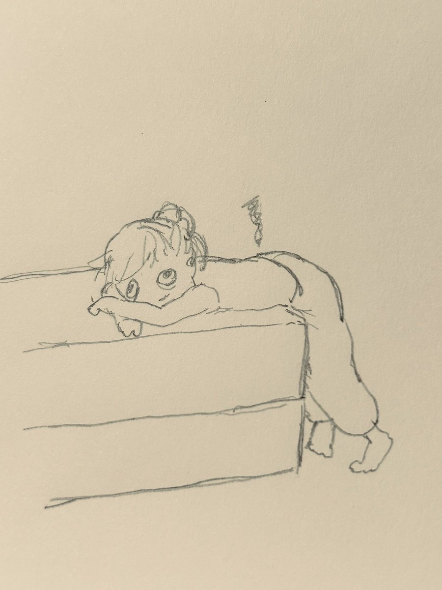 「ベッドのふちにこうしてるととても楽、 説明したくてこのままこの図を描いた」|松尾佳香のイラスト