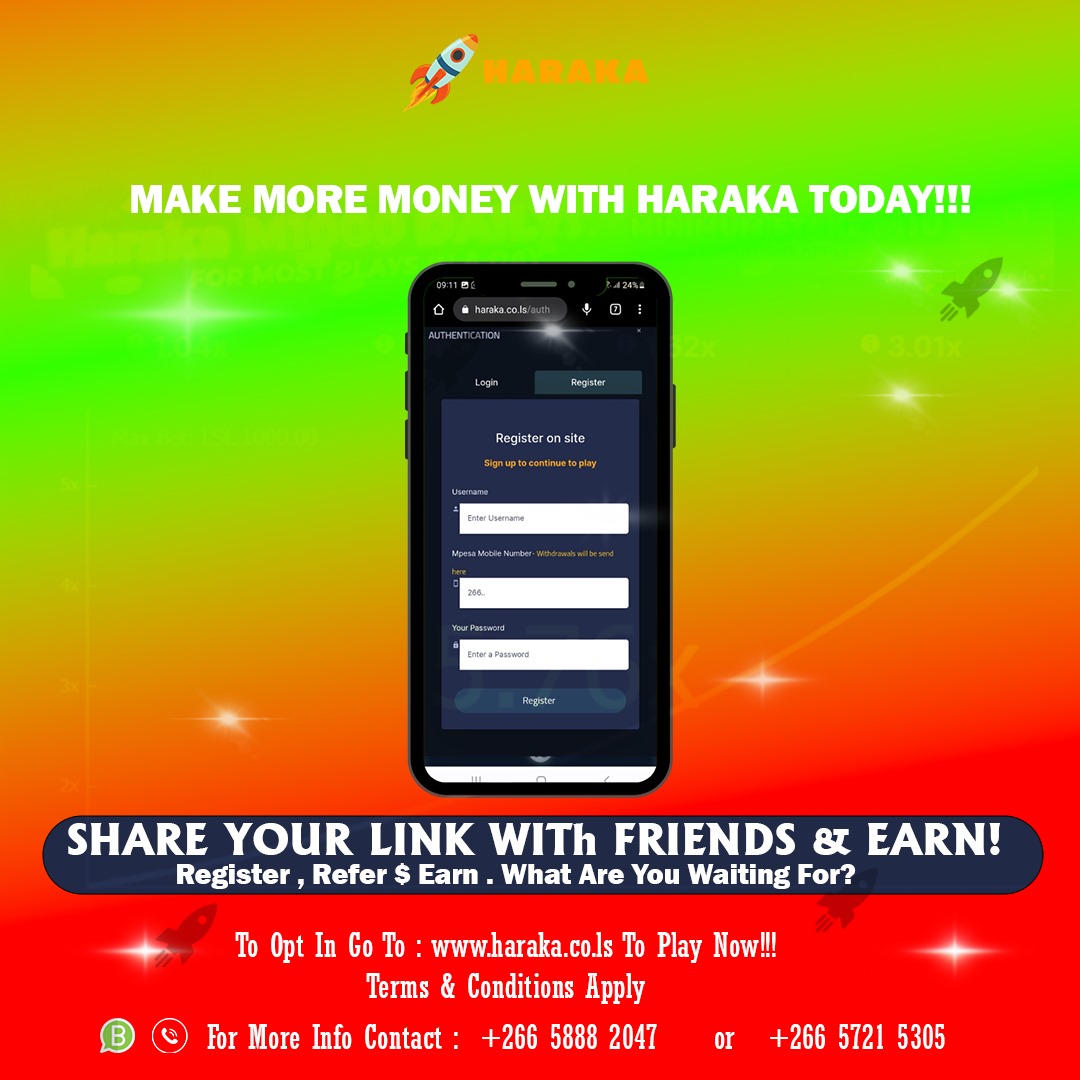mulasport_les's tweet photo. "💸Your journey to financial freedom starts here! Share your Haraka link with friends and watch your earnings skyrocket! The more you share, the more you earn! 💰🚀 #HarakaHustle #PassiveIncome https://t.co/j843MDD9k0