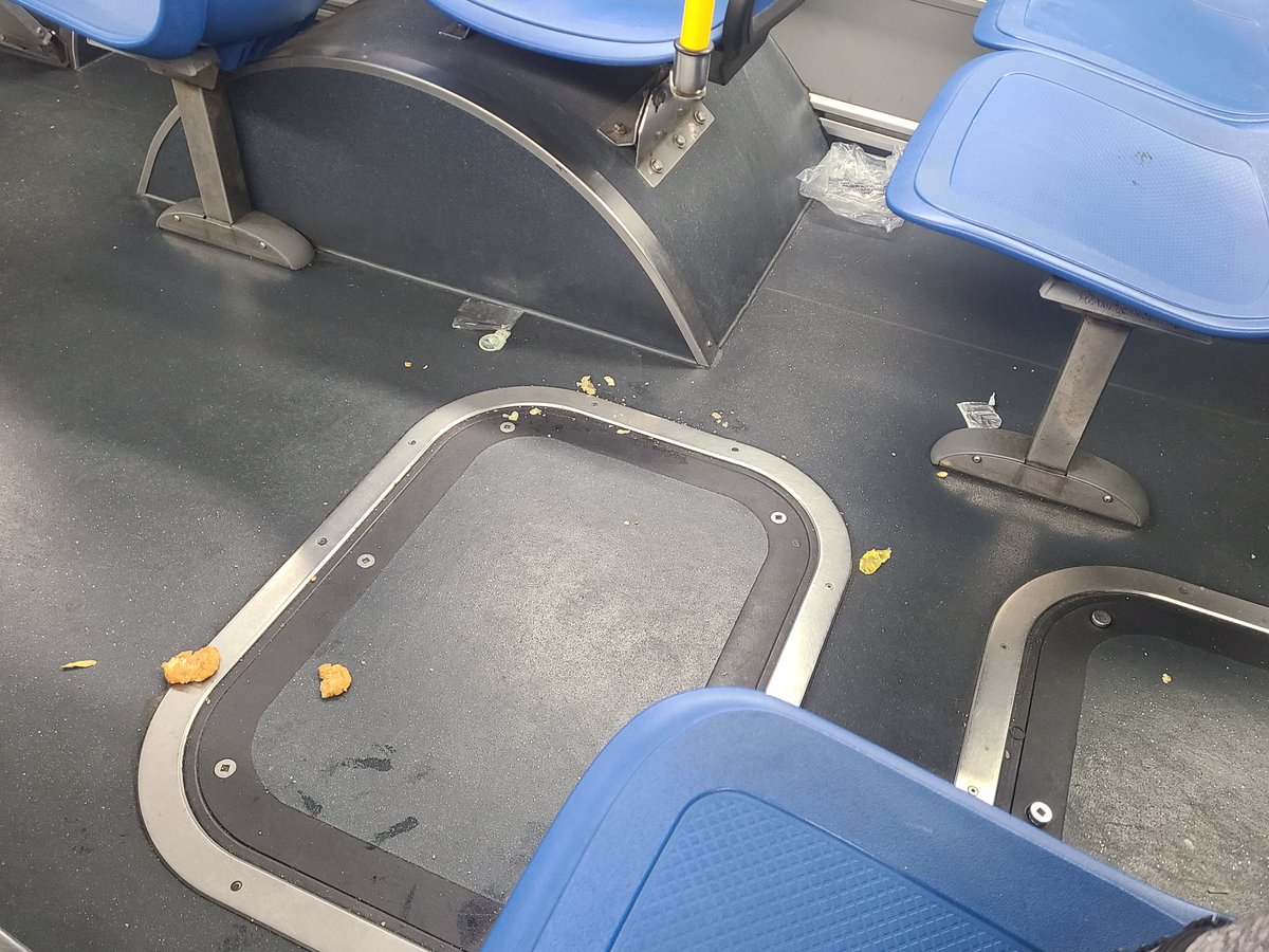 dniceboston's tweet photo. @MBTA No one could be bothered to clean the condom, hashbrowns &amp; other trash off the floor of the first 66 bus of the day, bus 1870. https://t.co/os8DtcdQDI