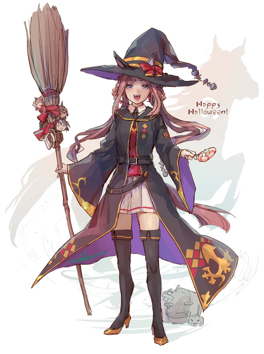 sweep tosho (umamusume) 1girl broom witch hat horse tail animal ears horse ears hat  illustration images
