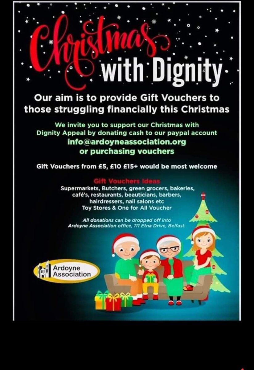 Today we launch our Xmas with Dignity Appeal 2023.
The pressures of the ongoing Cost of Living Crisis mean many are struggling. Last year we provided Hampers &amp; Toys to 300 families.
If you can support the Appeal please do so, details below
Thank You