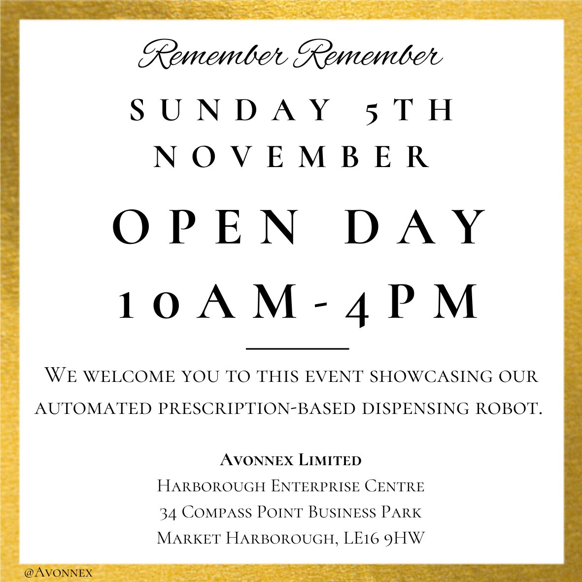 We are inviting you to the next pharmacy automation open day at our showroom!
In addition to the Avonnex team, we are expecting the president of <a href="/pharmathek/">Pharmathek</a> Prince Alexander von Liechtenstein to attend who will be available to answer any questions.
#automation #pharmacy