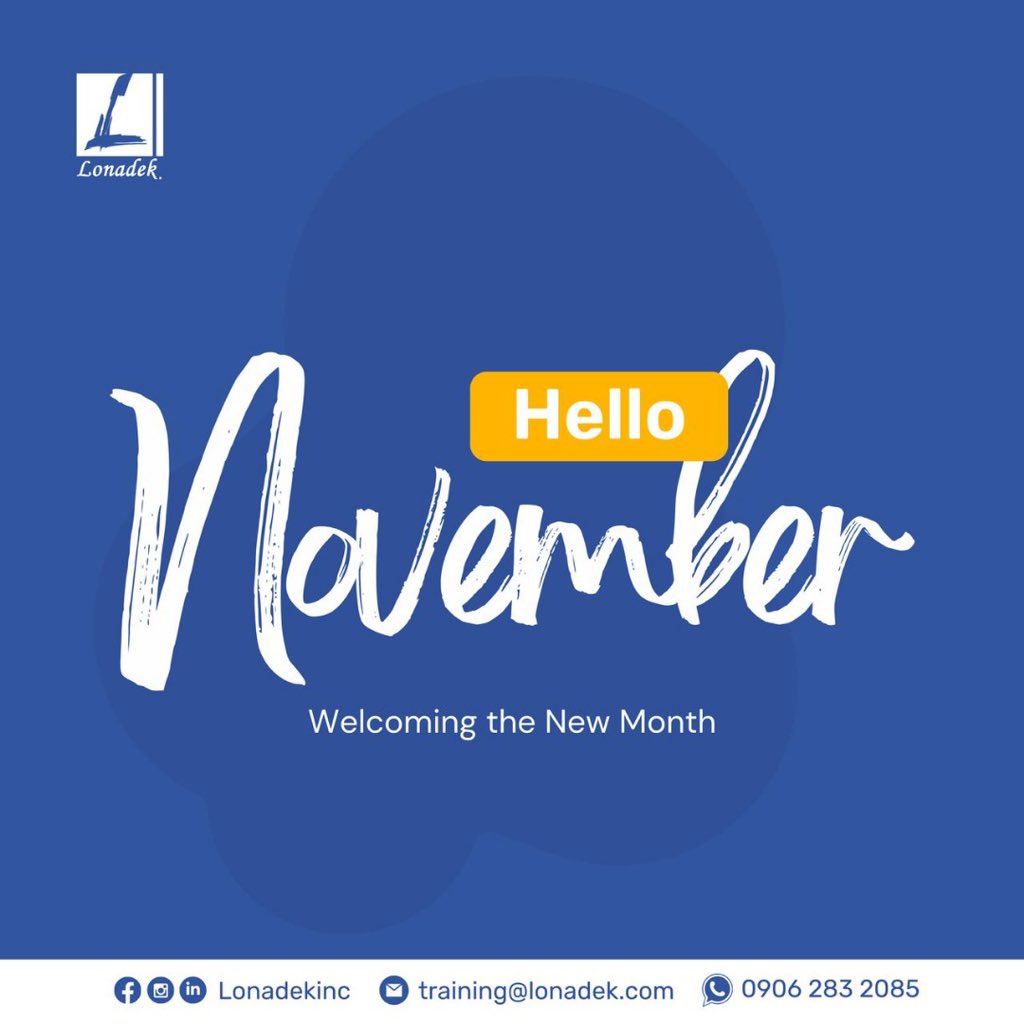 LonadekInc's tweet photo. Hello, November!
As we step into a new month, let's embrace fresh opportunities and tech adventures. Our journey together continues, filled with innovation and excellence. Here's to a month of growth and achievements!
#Lonadek #EngineeringTech #Enginneringtechnologysolution https://t.co/UC2T1evgAd