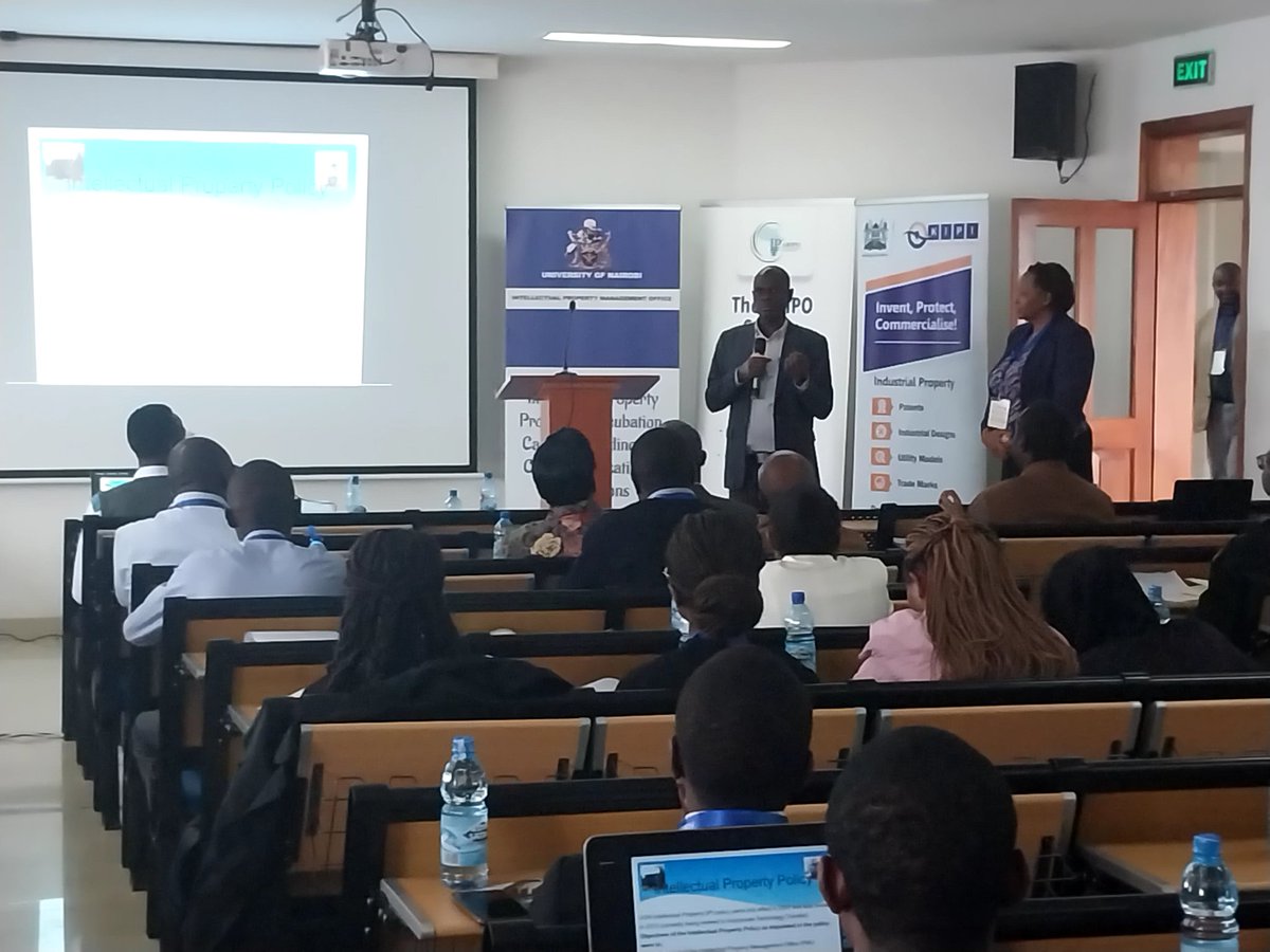 uonbibusiness's tweet photo. Prof. Mary Kinoti, UoN Director Intellectual Property Management, and Mr. John Maina IP officer making a presentation the UoN Innovation Ecosystem during the IP Seminar for Academic and Research Institutions. #IntellectualProperty https://t.co/hhOvD9ABM0
